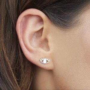 Plated silver eye stud earrings